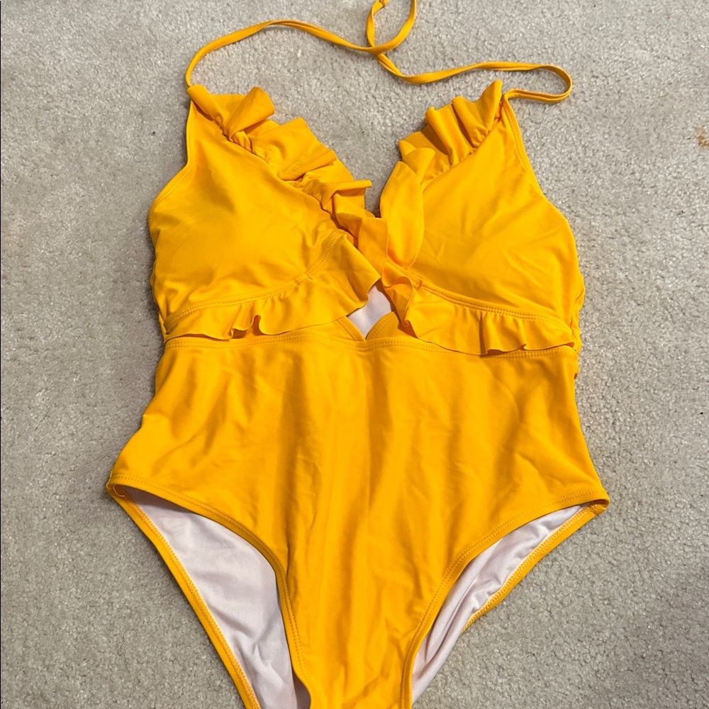 Yellow Ruffled Swimsuit - Picture 2 of 2